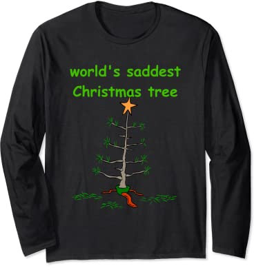 Lustiger Weihnachtsbaum der traurigsten Weihnachtswelt Langarmshirt