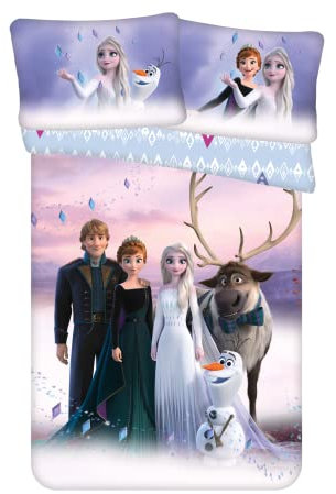 Jerry Fabrics Parure de lit Motif Reine des Neiges - 2 pièces - Multicolore - 100 x 135 cm