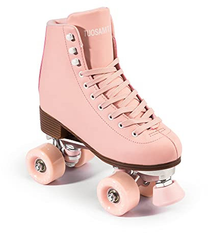 Tuosamtin Rollschuhe für Damen/Jugend mit höhenverstellbaren Stoppern, Retro-Quad-Rollschuhe für Outdoor und Indoor