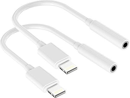 Lightning to 3.5mm Adapter, 2 Pack [MFi Certified] iPhone Headphone Adapter Lightning to 3.5mm Audio Aux Jack Adapter Dongle Cable Converter Compatible with 14 13 12 11 XR XS X 8 7 iPad iPod