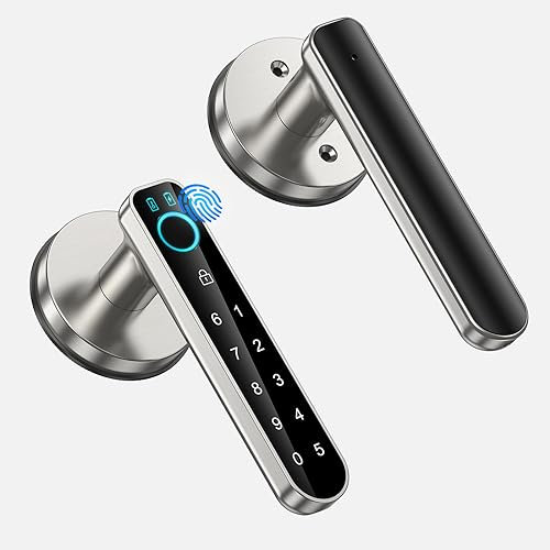 Fingerprint Door Lock, Smart Door knob,biometric Door Lock,with passcode keypad keyless Entry Door Handle,for Bedroom Home Hotel Office Apartment Blac