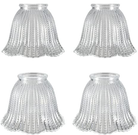 Aspen Creative 23164-4 Transitional Clear Beaded Ceiling Fan Replacement Glass Shade, 2-1/4 Fitter, 4-3/4 Diameter x 3-3/4 Height, 4 Pack