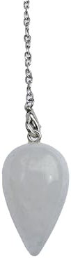 Péndulo Divinatorio con Cuarzo blanco en forma de gota de agua, péndulo de radiestesia, Péndulo piedra natural, Péndulo de Cristal Vintage para Radiestesia, péndulo Chakra (Cuarzo blanco)