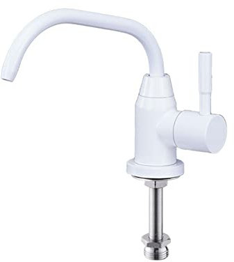 Robinet Osmose Inverse 1/4 Blanc Eau Froide Uniquement Acier Inoxydable Pivotant Monotrou Robinet Cuisine Eau Potable-D