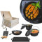 YRHome Dutch Oven Set in Holzkiste 11-teilig mit Dutch Oven mit Schmortopf Holzkiste Stieltopf Grillpfanne Waffeleisen Stieltopf Grillplatte Deckelheber Gusseisen Feuertopf mit Deckel