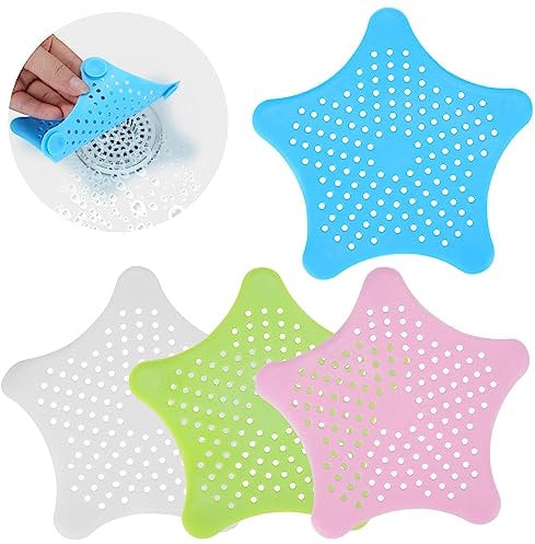 4 Unidades Rejilla de Fregadero Universal Hecho de Silicona, Rejilla para fregaderos, lavabos Cocina y baño, recogedor de Cabello bañera y Ducha, prácticos coladores de Silicona para desagües