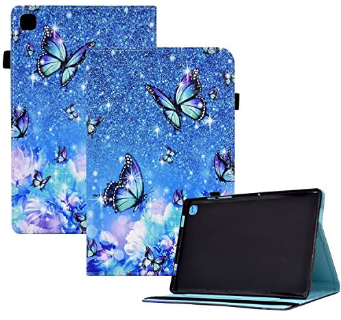 CXTCASE Funda para Samsung Galaxy Tab A 10.1 2019 (SM-T510/T515),Tablet Cárcasa Cuero PU Magnetica para Samsung Galaxy Tab A 10.1 2019,Flor Mariposa