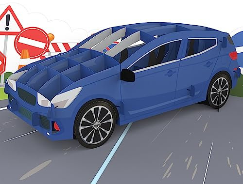 MOKIO® Carte Pop-Up Permis de Conduire Voiture – Bon cadeau 3D pour cours de conduite, auto-école ou première voiture – Carte 3D pour 18e anniversaire ou la réussite à l'examen de conduite