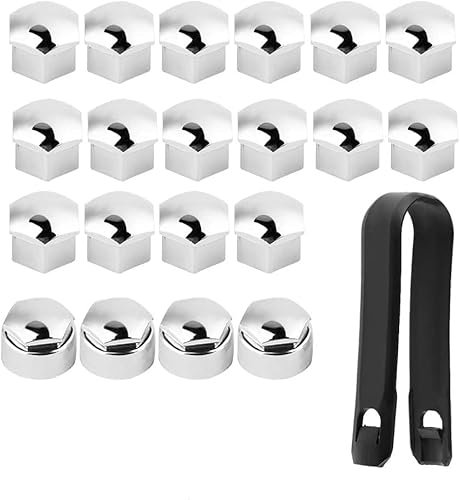 20pcs Copri Bulloni Auto per S-Mart fortwo forfour 453 451 450,Coperchio di Protezione della Vite del Mozzo Dell'Auto Ricambi Auto Antifurto,Construmento di Rimozione,C-Silver-17mm