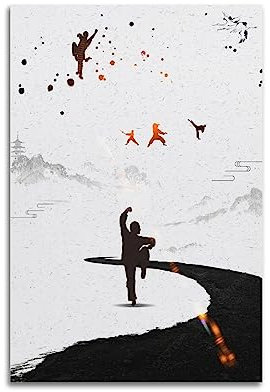 NOHF Zen Poster Kung Fu Kampfkunst Chinesischer Stil Poster Wandkunst Druck Retro Ästhetische Raumdekoration Bürodekorationen 30 x 45 cm ungerahmt