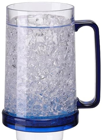 Frdun Double Wall Plastic Freezer Beer Mugs, Chiller Frosty Maker Cups, Ice Freezer Cups, Beer Soda Cola Froze Ice Mugs for Iced Drinks Fresh Juice