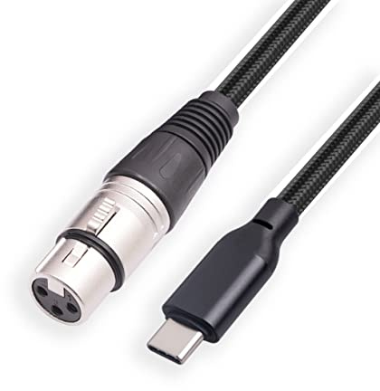 Cable XLR hembra a USB C, cable de micrófono USB C de 3.3 pies, adaptador de conector de cable USB tipo C a XLR hembra, cable de audio compatible con dispositivos USB tipo C para smartphone o MacBook