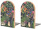 Niapessel Book Ends Bookends for Shelves to Hold Books Forest Animals and Plants Print Small Non-Slip Book Stoppers Wood Decorative Home Office Desk