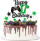 Joyeah Happy 17th Birthday Cake Topper Glitter Video Game Cake Pick Game On Cheers to 17 Years Cake Decoration for Game Theme Happy 17th Birthday Party Supplies Green