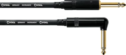 CORDIAL - CCI1.5PR - Cable de guitarra jack recto/acodado 1,5 m, conectores REAN 6,35 mm, chapado en oro, Essentials