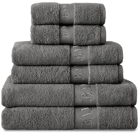 GC GAVENO CAVAILIA Bamboo Bath Sheet Extra Large (80x140cm) - 500 GSM Super Water Absorbent Towels Large Bamboo Towels 2 Pack (60% Bamboo, 40% Cotton) - Extra Soft Towel Bath Sheets - Charcoal