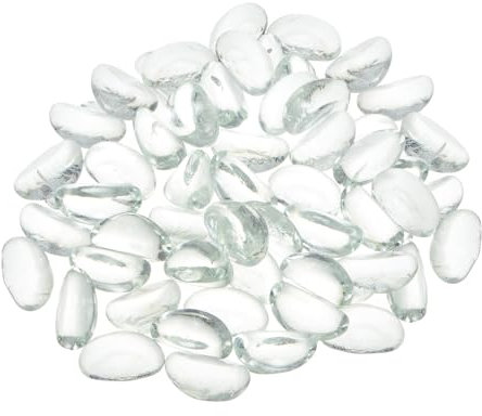 QUARKZMAN Perle di Vetro Fuoco, Marmi Vetro Ghiaia Ciottoli Riempitivi Vasi Rotondi per Decorazione Acquario, 17mm-30mm(2/3-1-1/4), 500g/1,1 Lbs Chiaro