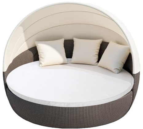 MICTONY Polsterbezug für Outdoor-Liege, Ersatzbezug für Tagesbett oder Sonnenliege, mit Gummizug, 167,6 cm, für runde Gartenliege, nur Bezug (Liege Nicht im Lieferumfang enthalten), Weiß