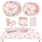 Vaisselle jetable anniversaire, Anniversaire papillon kit anniversaire fille, Decoration anniversaire papillon, Assiette anniversaire fille, gobelets en carton, nappes, pailles en papier (10 invités)