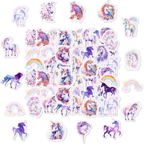 46PCS Rainbow Unicorn Mini Boxes Stickers,Rainbow Unicorn Theme Stickers for Scrapbooking, DIY Crafts, Laptops,Journal,Gifts for Kids Teens Girls Adults
