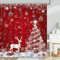 Mocsicka Red Christmas Shower Curtain Glitter Xmas Pine Tree Snowflakes Deer Bathroom Shower Curtain Winter Christmas Waterproof Bathtub Curtain Decor with 12 Hooks 72 X 72 Inches (Red)