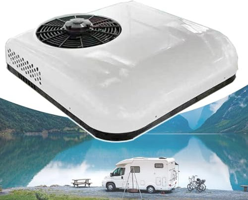 HCAUYNN Climatiseur De Camping-Car Split 12 V/24 V, pour Semi-Remorques, Bus, Caravanes, avec Compresseur IntéGré/TéLéCommande/Ventilateur De Refroidissement,White-24v