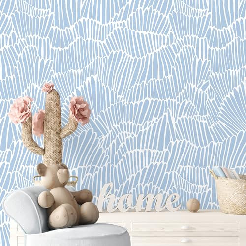 Guvana Blue Wallpaper Peel and Stick Wallpaper Modern Blue and White Striped Wallpaper for Bedroom Bathroom 17.3x197 Removable Wallpaper Self Adhesive Contact Paper for Living Room Cabinets Decor