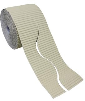 Bright Ideas Corrugated Border Roll for School Displays, Soft Cream, 57mm x 7.5m (15m When Split), BI8206