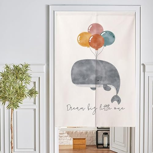 Türvorhang Grau Wal Ballon Küchenvorhänge Polyester Raumteiler Vorhang Waschbar Vorhänge Kurz Küchenvorhang Langlebig Fliegenvorhang Terrassentür tür Vorhang Verdickung Vorhang Tür 90x200cm