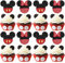 24 Stück Maus inspiriert Cupcake Toppers Glitzer Maus Tortendeko Maus Kuchen Deko mit Fliege für Maus Thema Baby Dusche Kinder Geburtstag Party Kuchen Dekorationen Schwarz Rot