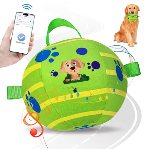 TAUCHGOE Interactive Dog Toys, Electric Stuffed Dog ball with Music, Dog Toys With Bluetooth Connectivity, Plush Dog Ball for Medium and Large Dogs （ Diameter size 7.09）