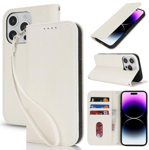 Lipvina Cover per iPhone 14 Pro Max Cover Custodia con Pellicola a Libro Portafoglio in Pelle Cover Porta Carte Flip Case Protettiva Custodia per iPhone 14 Pro Max,Bianco