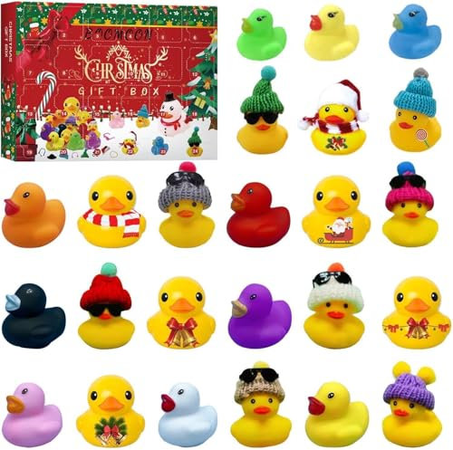 Kleine Gelbe Ente Weihnachts-Adventskalender – 24 Tage Weihnachten Gummi-Ente-Adventskalender-Geschenkbox, Countdown Kalender Weihnachten, Weihnachten Geschenkset Für Kinder