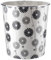 Homeshopa Plastic Waste Paper Basket Bin, Floral Retro Round Trash Can, Lightweight Recycling Rubbish Bin for Kitchen, Bedroom, Bathroom, Open-Top Garbage Dustbin, 7.7 Litre (Black & Grey Daisy)