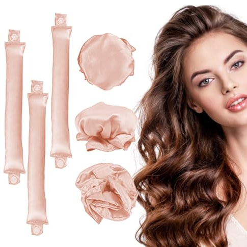 ZEPIQOR Locken Ohne Hitze, 3 Stück Heatless Curls Set Lockenwickler, Neu Rutschfest Heatless Curls, Heatless Curls Silk Haarcurler für Kurzes, Mittleres, Langhaarmädchen, DIY Overnight Curls(Rosa)