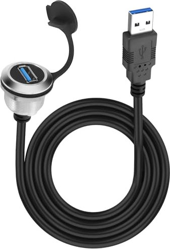 XMSJSIY Cavo di alimentazione USB 3.0 da 5 Gbps, USB tipo A maschio a femmina di tipo A, pannello filettato, cavo di prolunga USB A, connettore di ricarica per trasferimento dati – 1 m/3,2 FT