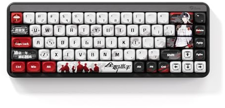 Akko JIN01 65 % mechanische Tastatur, RGB, 2,4 G, kabellos/Bluetooth/verkabelt, Hot-Swap-fähig, Aluminium-Tastatur mit PBT-Farbstoff-Sub-Tastenkappen für Mac & Win(Rosewood Switch, The King's Avatar