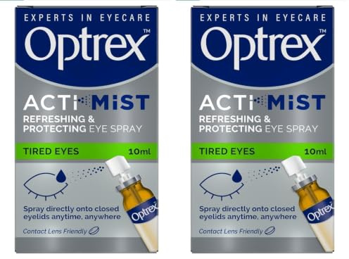 Optrex Actimist 10 ml Eye Spray - Relieves Tired, Strained, Dry Eyes, Reduces Moisture Loss, Provides Fast Cooling and Long-Lasting Relief for Irritations & Inflammations (Pack of 2)