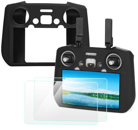 ZWLLKJGS RC 2 Custodia Silicone + Pellicola Protettiva HD per DJI Flip/Mini 4 Pro/Air 3/Neo RC 2 Controller (Nero)