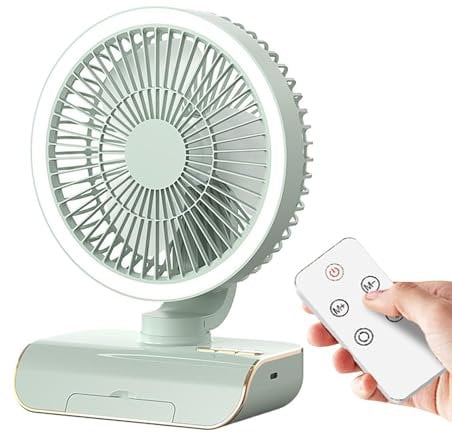 Air Circulator Table Fans - Adjustable Desktop Circulator Fan With Remote Control | Hot Weather Must Have, 2-speed Lighting, 5 Wind Speeds For Bedroom, Bedside