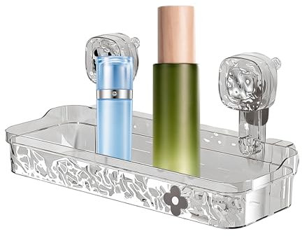Xinhuju Organisateur de douche à ventouse, étagère de douche à ventouse pour supports muraux de douche, porte-savon amovible avec trous de drainage, pas de support de perçage, porte-éponge pour maison
