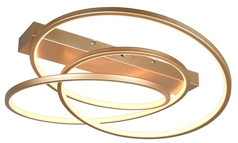 Trio Leuchten LED Deckenleuchte Darvin 649110179, Metall goldfarbig, inkl. 34 Watt LED, Lichtfarbe einstellbar, Switch Dimmer