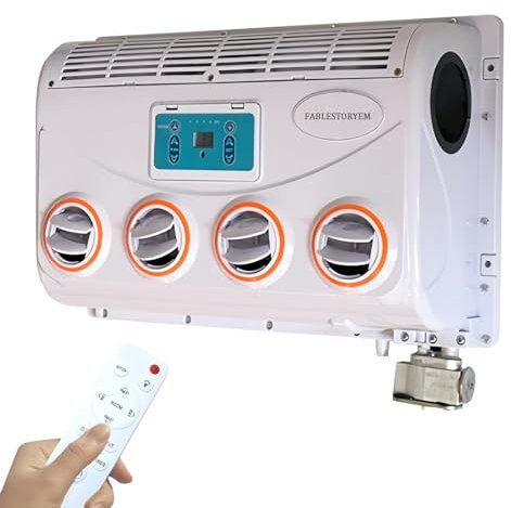 Climatiseur 12V/24V pour Camping-Car, Ensemble Évaporateur, Climatiseur CC, Ventilateur de Toit de Voiture, Mini Climatiseur pour Voiture, Caravane, Camion, Climatiseur de Stationnement,12V