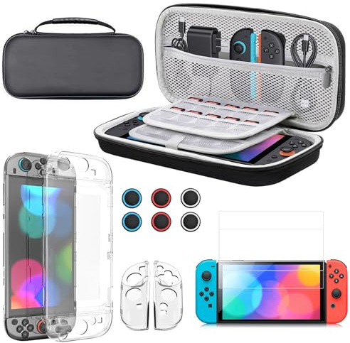 Tasche Kompatibel mit Nintendo Switch 2 (2025),Wasserdichte Hartschale Tragetasche Set,Switch 2 Zubehör Bundle mit Schutzhülle,Displayschutzfolie,Daumengriffe,Aufbewahrung für 20 Spielkassetten