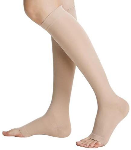 20–30 mmHg Medizinische Kompressionsstrümpfe für Damen und Herren, Abgestufte Stützstrümpfe mit Offener Spitze bei Krampfadern und Ödemen