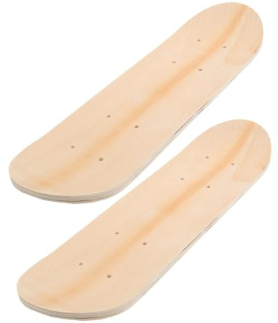 BRIGHTFUFU 2 Stück Skateboarddeck, Leere Skateboard Decks für Kinder | Beige Holz, Doppelseitig Nutzbar, Leicht zu Bemalen für Kindergarten, Geburtstage