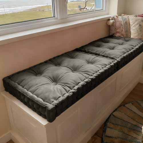 WLXFF Bankkissen, Bankauflage Sitzbankkissen Stuhl-Sitzkissen, Tufteter Samt Bankauflage, 10cm Dick Sitzkissen Sitzpolster Bank FüR Outdoor, Gartenbank, Terrasse, Fensterbank,No13,180x60cm