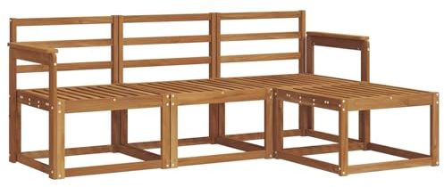 vidaXL Outdoor-Sofagarnitur 4 pcs Natur, Gartenlounge, modernes Outdoor-Sofa-Set, langlebige Terrassen-Sitzgarnitur, komfortable Sitzgelegenheiten für die Terrasse