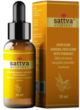 Sattva Ayurveda Kurkuma Gesichtsserum – Ayur Glow Serum mit Niacinamid, Vitamin C, Hyaluronsäure & Mineralienkomplex – Feuchtigkeit & Strahlender Teint – 30 ml