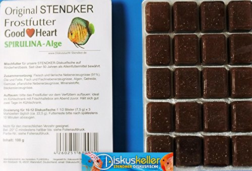Frostfutter Sparpaket 50 x Stendker GoodHeart SPIRULINA Diskus Futter Diskusfutter 100g Blister/für gesunde Diskusfische + 100g Beef - Lover Granulat Gratis dazu